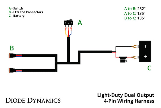 Diode Dynamics | Light Duty Dual Output 4-pin Wiring Harness-Lighting-Diode Dynamics-upTOP Overland