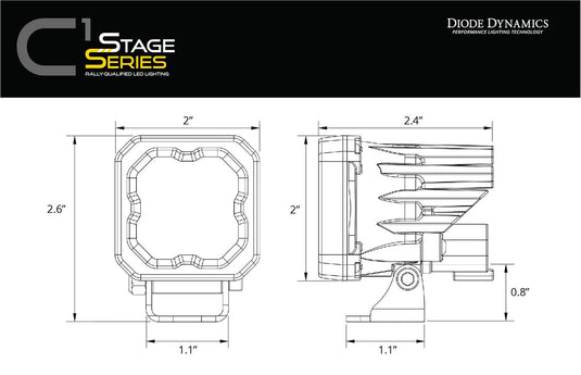 Diode Dynamics | Stage Series C1 Yellow SAE Fog Standard LED Pod (pair)-Lighting-Diode Dynamics-SAE Fog-upTOP Overland