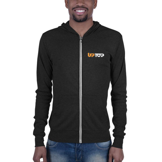 upTOP Front Zip hoodie-printful-Charcoal black Triblend-upTOP Overland